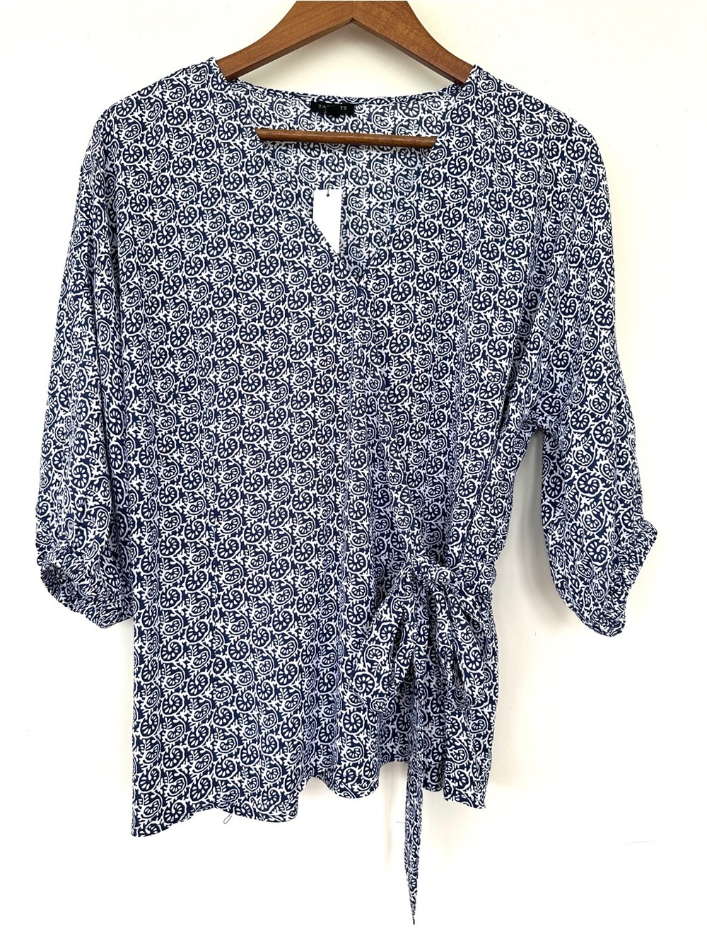 Talbots Faux Wrap Blouse, 3/4 Length Sleeves, 1/2 Elasticized Waist